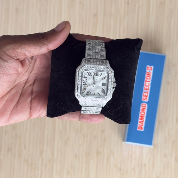 Hip Hop Bling - Moissanite VVS Iced Out Baller Square Steel Bust Down Watch - Picture 3 of 11